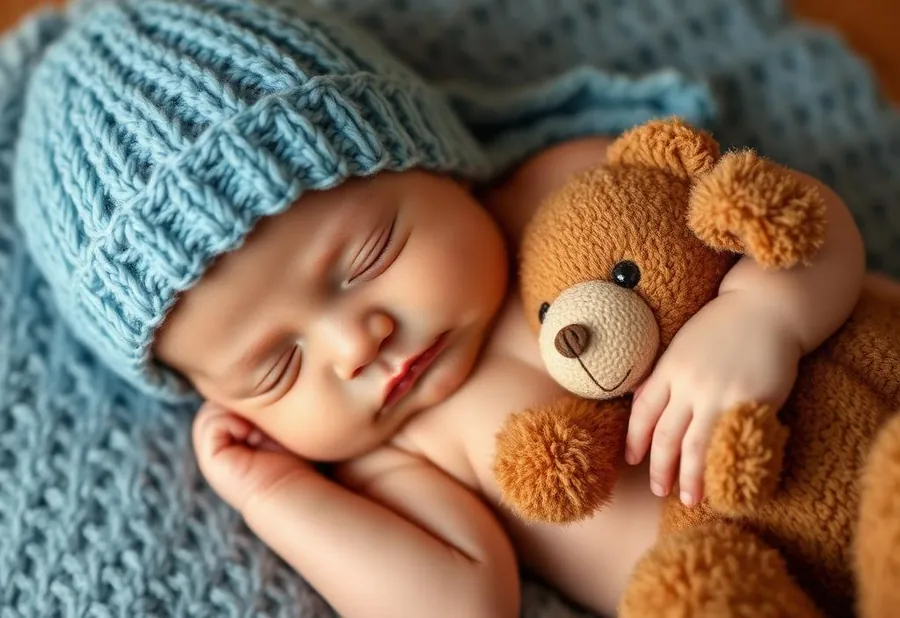 Bebé durmiendo plácidamente con osito